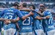 Jugadores de Millonarios festejando triunfo contra Alianza FC, en Liga.