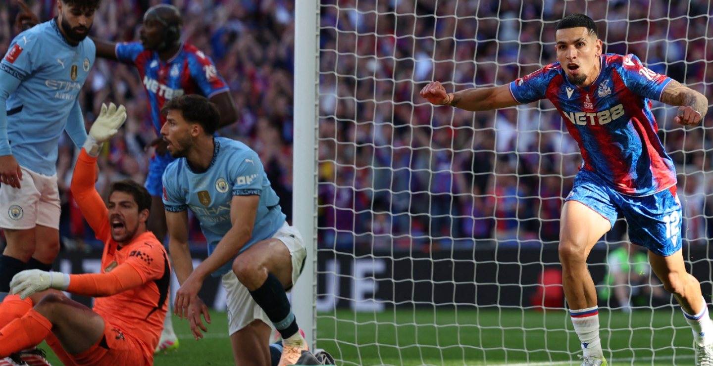 Daniel Muñoz festejando gol contra el Manchester City.