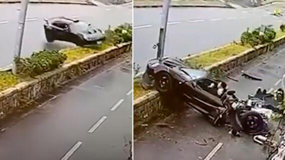 Impresionante accidente de carro de lujo en Hong Kong  Impresionante accidente de carro de lujo en Hong Kong
