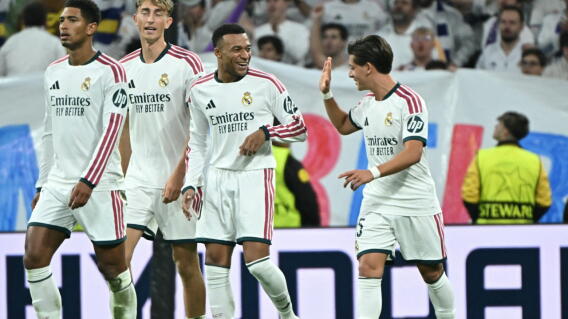 Jugadores del Real Madrid en el partido ante Leipzig por Champions