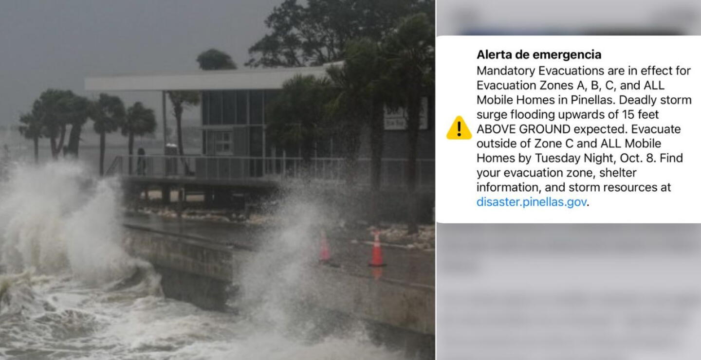 Huracán Milton: así son las alertas que llegan a celulares en zonas de riesgo en Florida