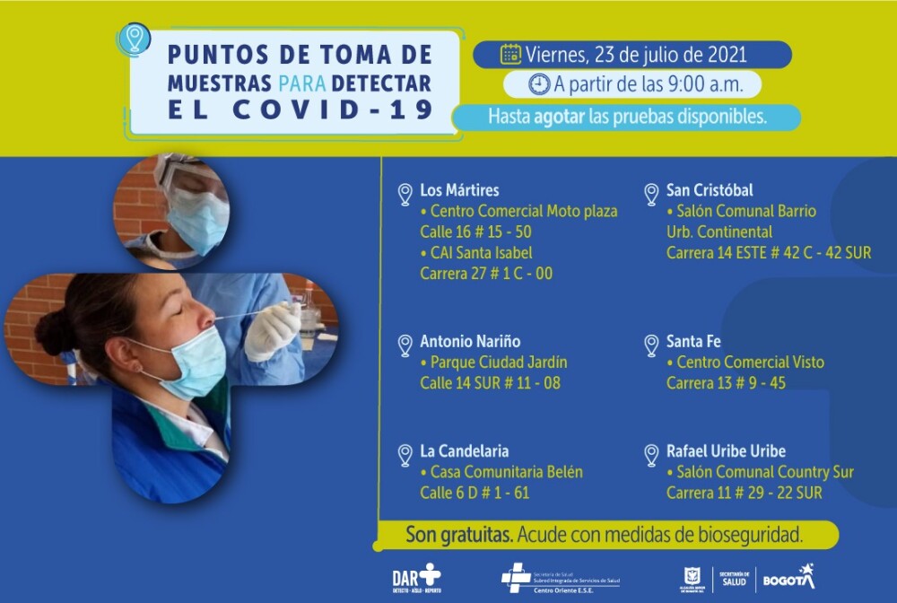 Dónde hay pruebas gratis de COVID 23072021