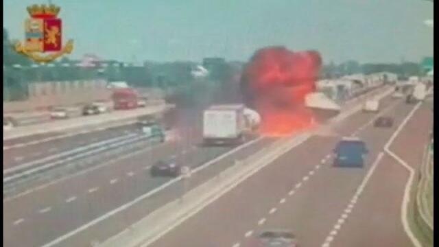 Así fue la impresionante explosión de camión en Italia que dejó un muerto y 68 heridos