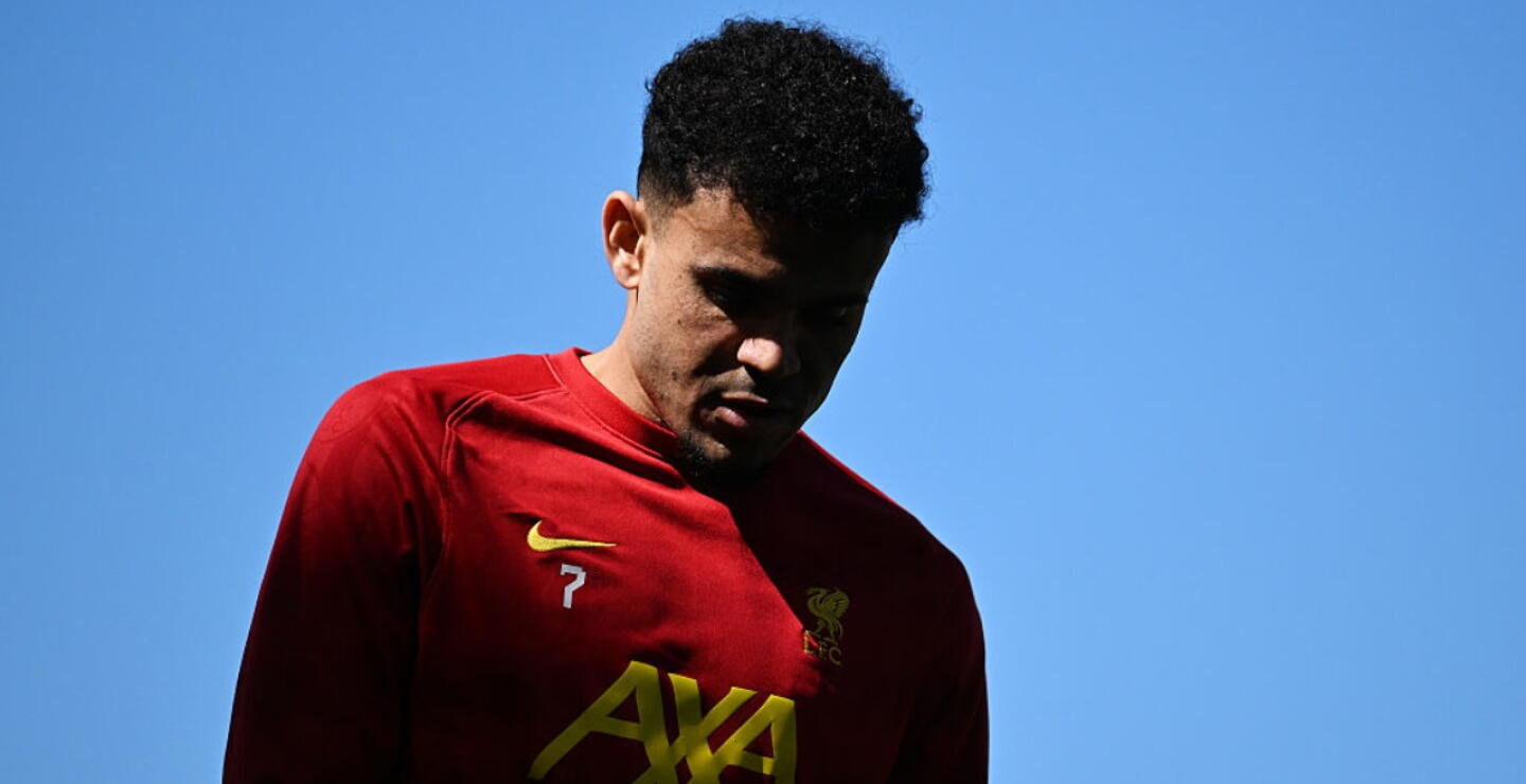 Luis Díaz en uno de los entrenamientos de Liverpool. 