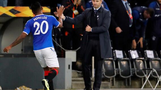 336451_Alfredo Morelos y Steven Gerrard 336451_Alfredo Morelos y Steven Gerrard