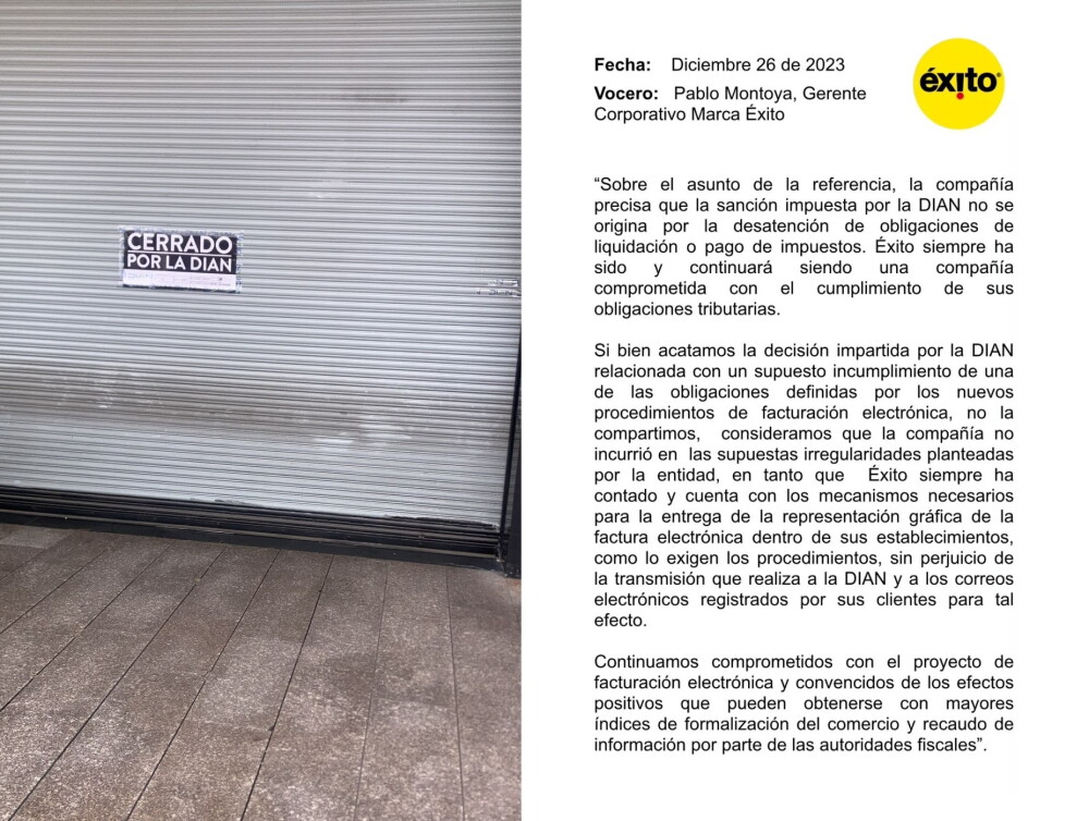 Almacén Éxito de Unicentro fue cerrado por tres días