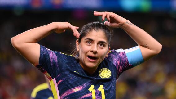 Catalina Usme celebra su victoria con la Selección Colombia femenina sobre Alemania, en el Mundial. Catalina Usme celebra su victoria con la Selección Colombia femenina sobre Alemania, en el Mundial.