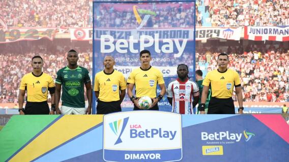 Terna arbitral de Junior vs. Bucaramanga por Liga BetPlay II-2025 en el Metropolitano. 