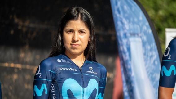 Paula Patiño, ciclista colombiana del Movistar Team. Paula Patiño, ciclista colombiana del Movistar Team.