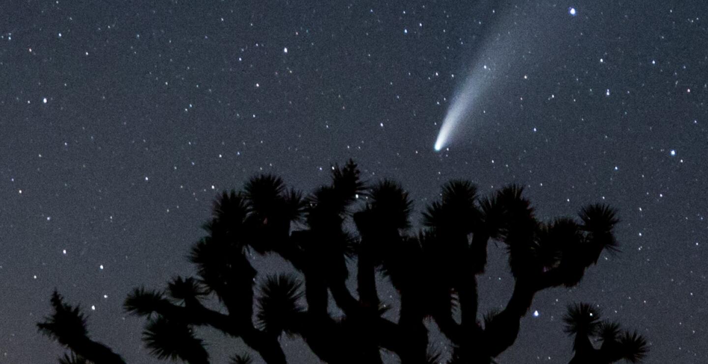 cometa pasando por el cielo de la Tierra. 