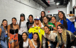 Futbolistas de la Selección Colombia junto a Karol  G en un concierto en Miami.