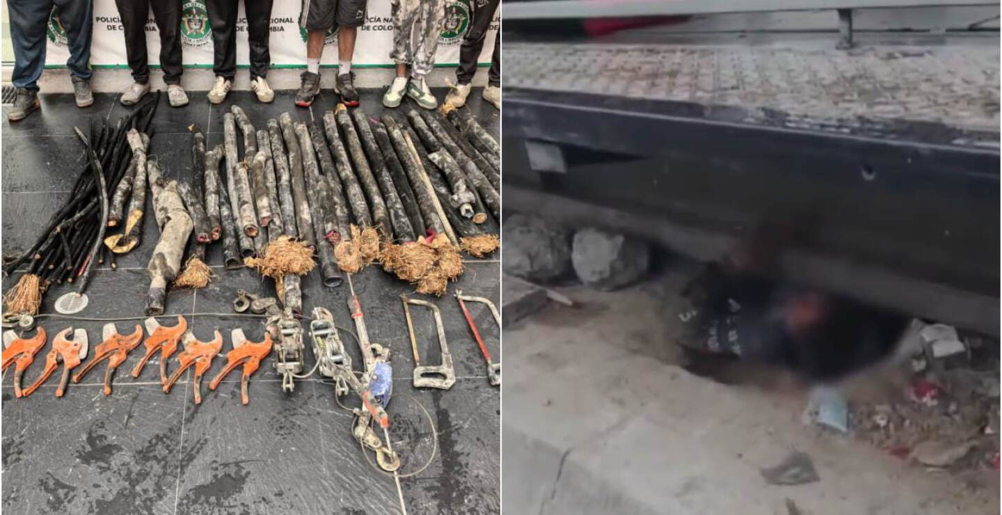 Seis sujetos fueron sorprendidos por la Policía Metropolitana de Bogotá en un hueco debajo de la estación de la calle 22.