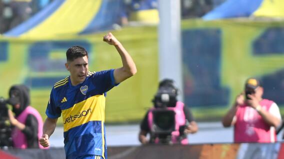 Miguel Merentiel y un festejo de gol con Boca Juniors vs. River Plate. Miguel Merentiel y un festejo de gol con Boca Juniors vs. River Plate.