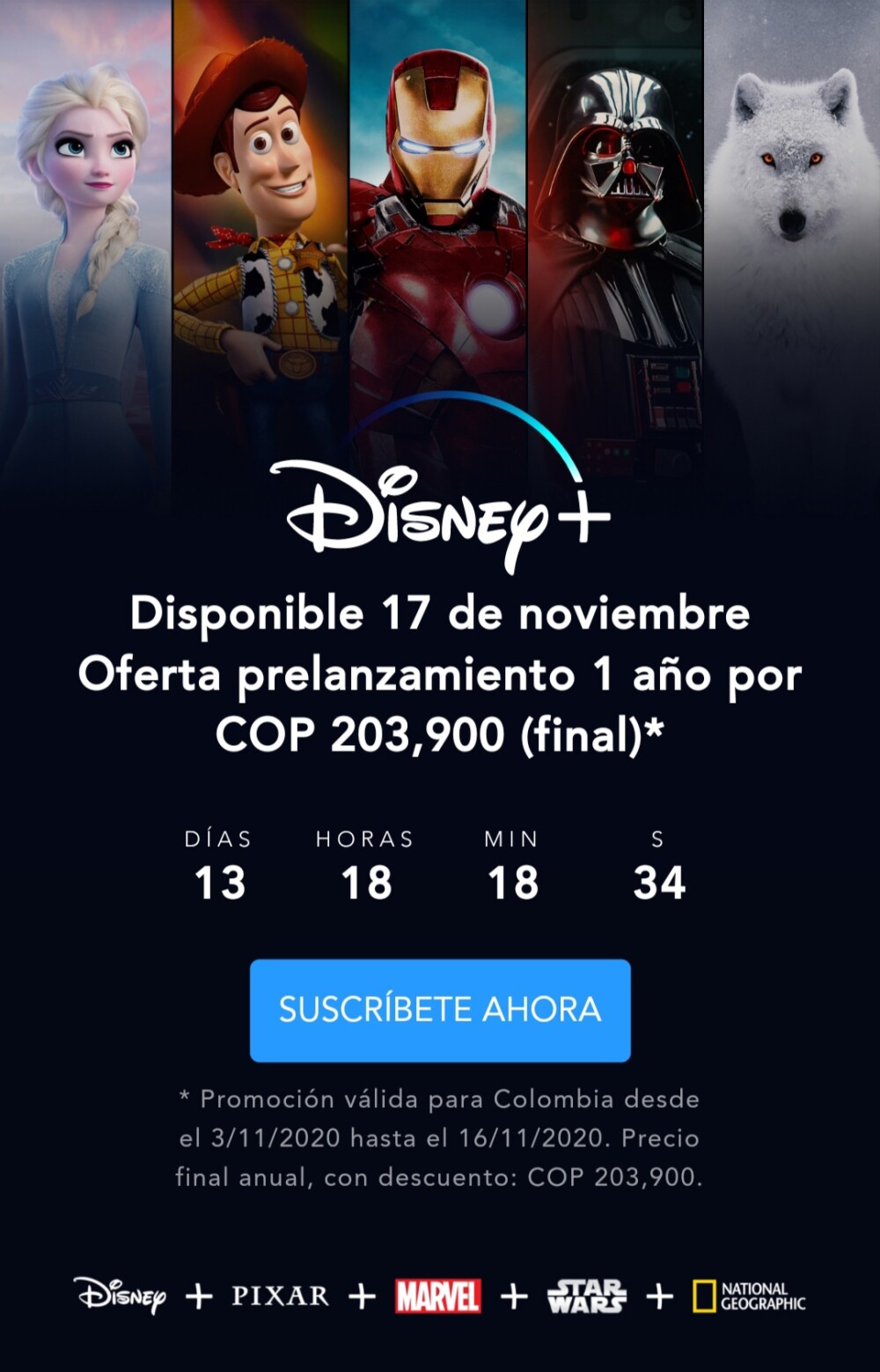 Precio Disney Plus en Colombia