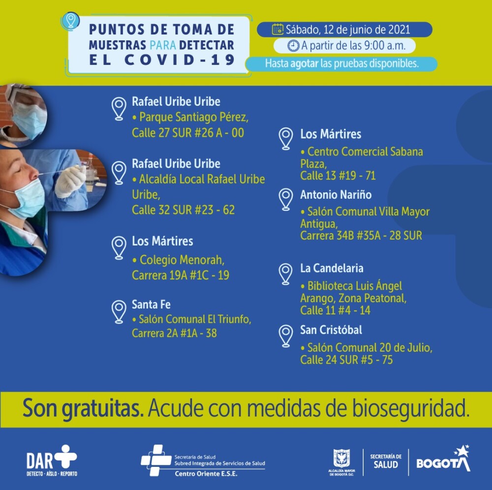 Pruebas PCR Rafael Uribe Uribe 12 de junio