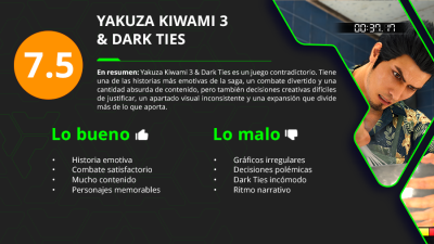 Calificación Yakuza Kiwami 3 & Dark Ties