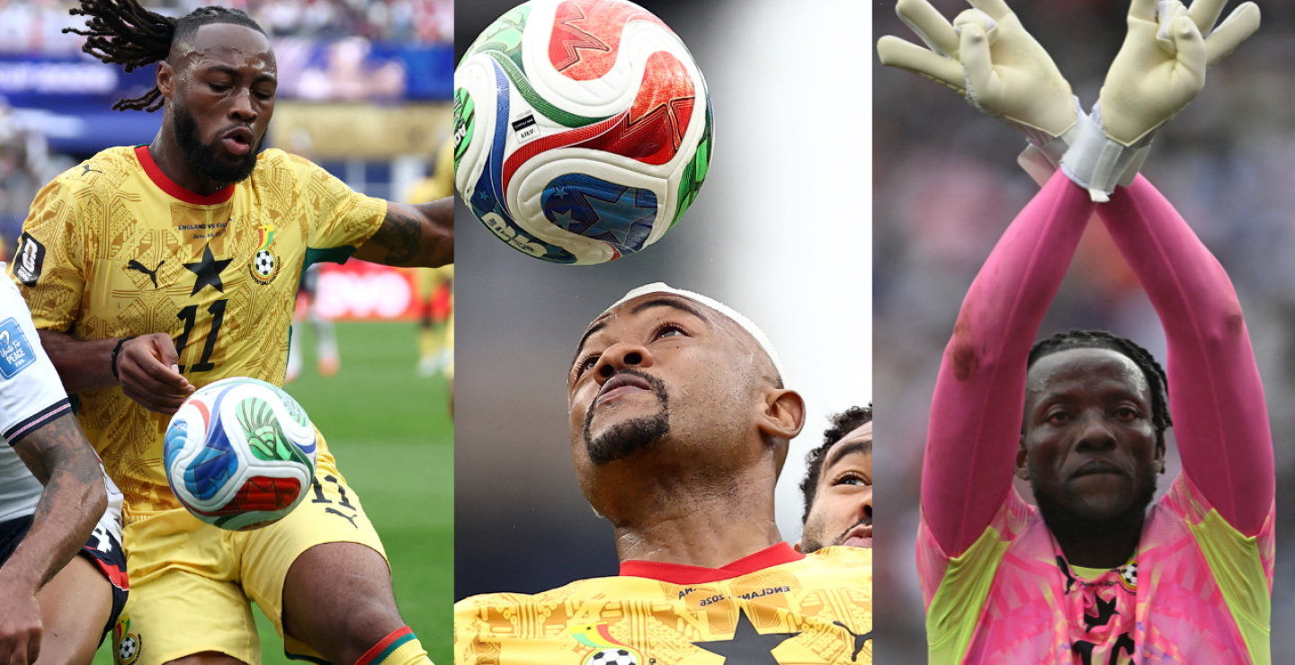  Antoine Semenyo, Jordan Ayew y Benjamin Asare; jugadores de la Selección de Ghana