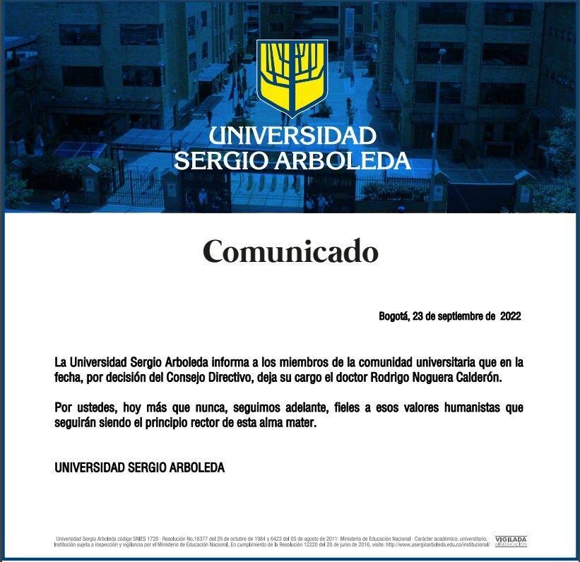 Comunicado Universidad Sergio Arboleda