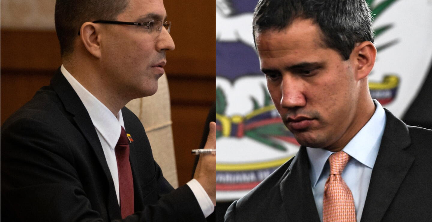 353240_BLU Radio. Jorge Arreaza y Juan Guaidó / Fotos: AFP