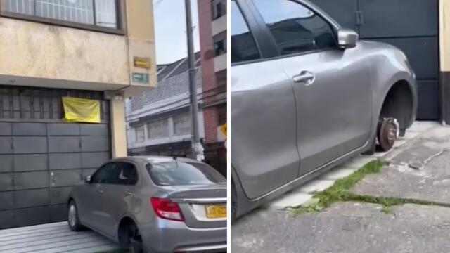 Absurdo robo en Bogotá: vea lo que le hicieron a este carro en plena vía pública 