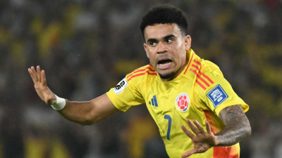 Luis Díaz, delantero y figura de la Selección Colombia, festeja un gol en las Eliminatorias Sudamericanas