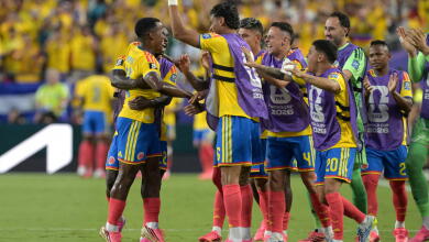 Jugadores de Colombia celebrando un gol