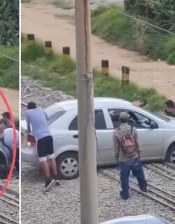 Vehículo estuvo a punto de ser arrollado por tren en Duitama: maniobra para evitarlo quedó en video