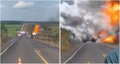 Camión cisterna explotó en carretera de Brasil: video del momento del incidente