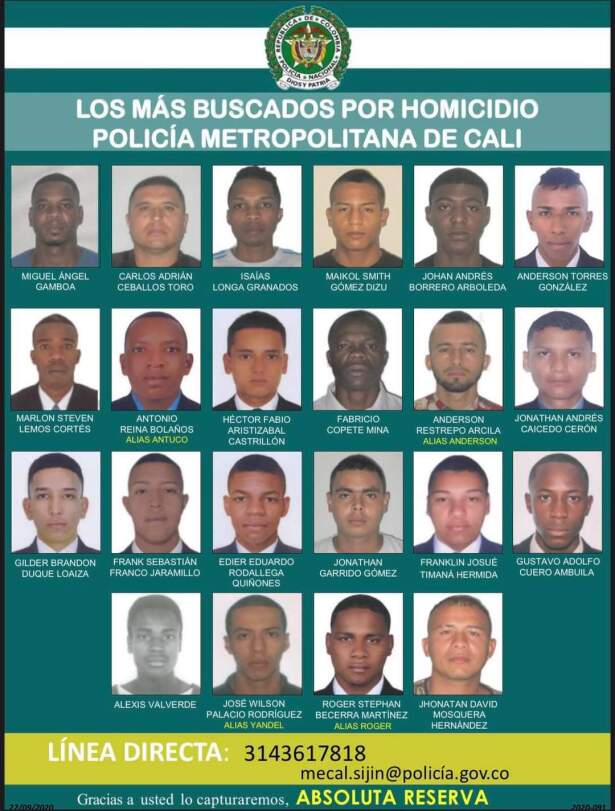 Cartel los más buscados por homicidio Cali.jpeg