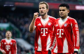 Luis Díaz y Harry Kane en uno de los partidos del Bayern Múnich. 