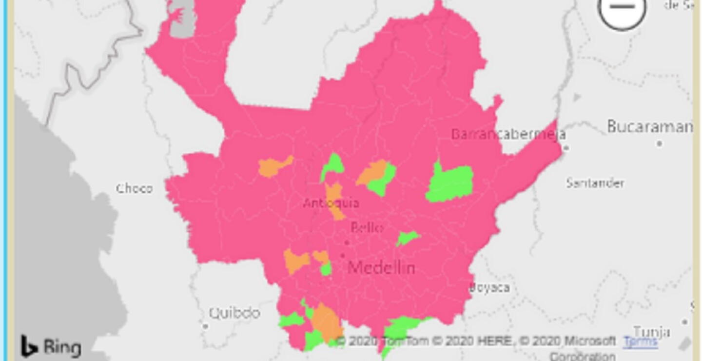 372843_BLU Radio // Mapa del coronavirus en Antioquia // Foto: Gobernación de Antioquia