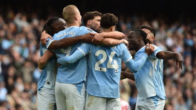 Los jugadores del Manchester City celebrando uno de los goles