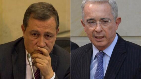 339127_BLU Radio. Ernesto Macías y Álvaro Uribe // Foto: AFP