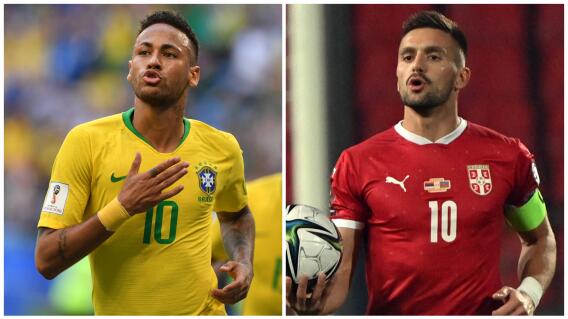 Neymar, jugador de Brasil, y Dusan Tadic, futbolista serbio Neymar, jugador de Brasil, y Dusan Tadic, futbolista serbio