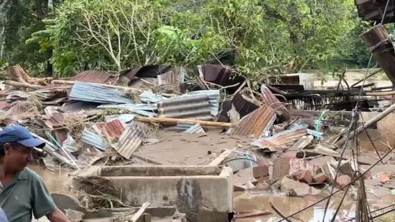 Viviendas arrasadas por el Río Lebrija.