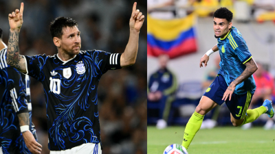Lionel Messi y Luis Díaz 
